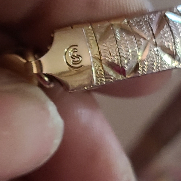 Vintage 7 inch Large Diamond Cut Pattern Two-tone Sterling Silver Bracelet - Picture 7 of 7